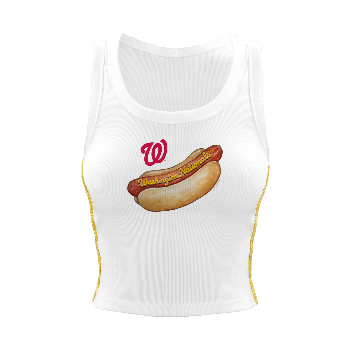 Washington Nationals Hot Dog Mustard Stitch Crop Tank