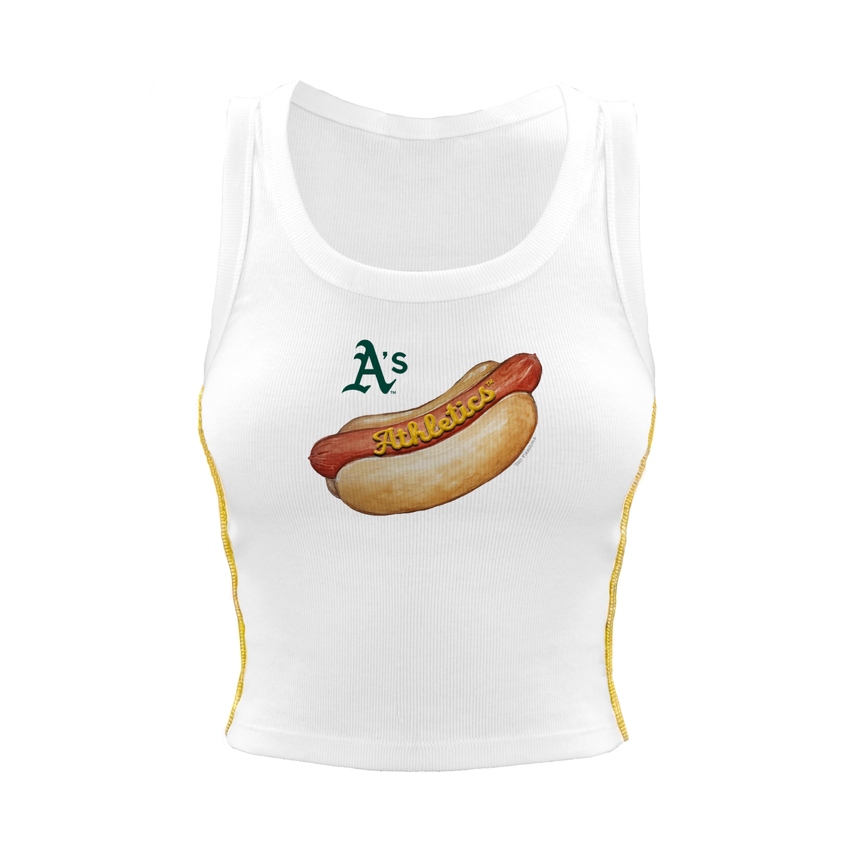 Oakland Athletics Hot Dog Mustard Stitch Crop Tank