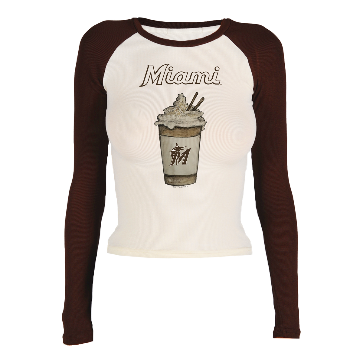 Miami Marlins Latte Roxy Raglan Long Sleeve