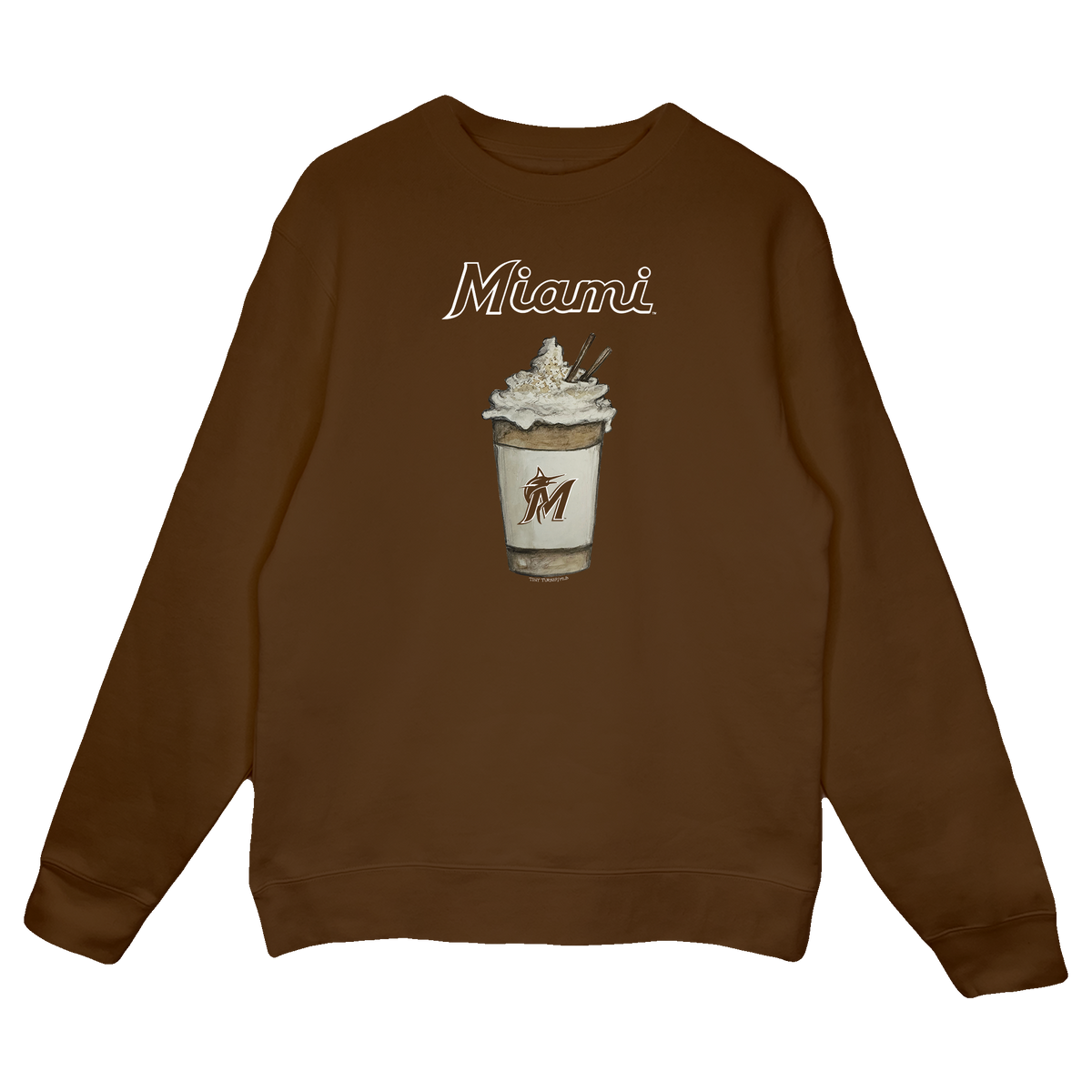 Miami Marlins Latte Crewneck Sweatshirt