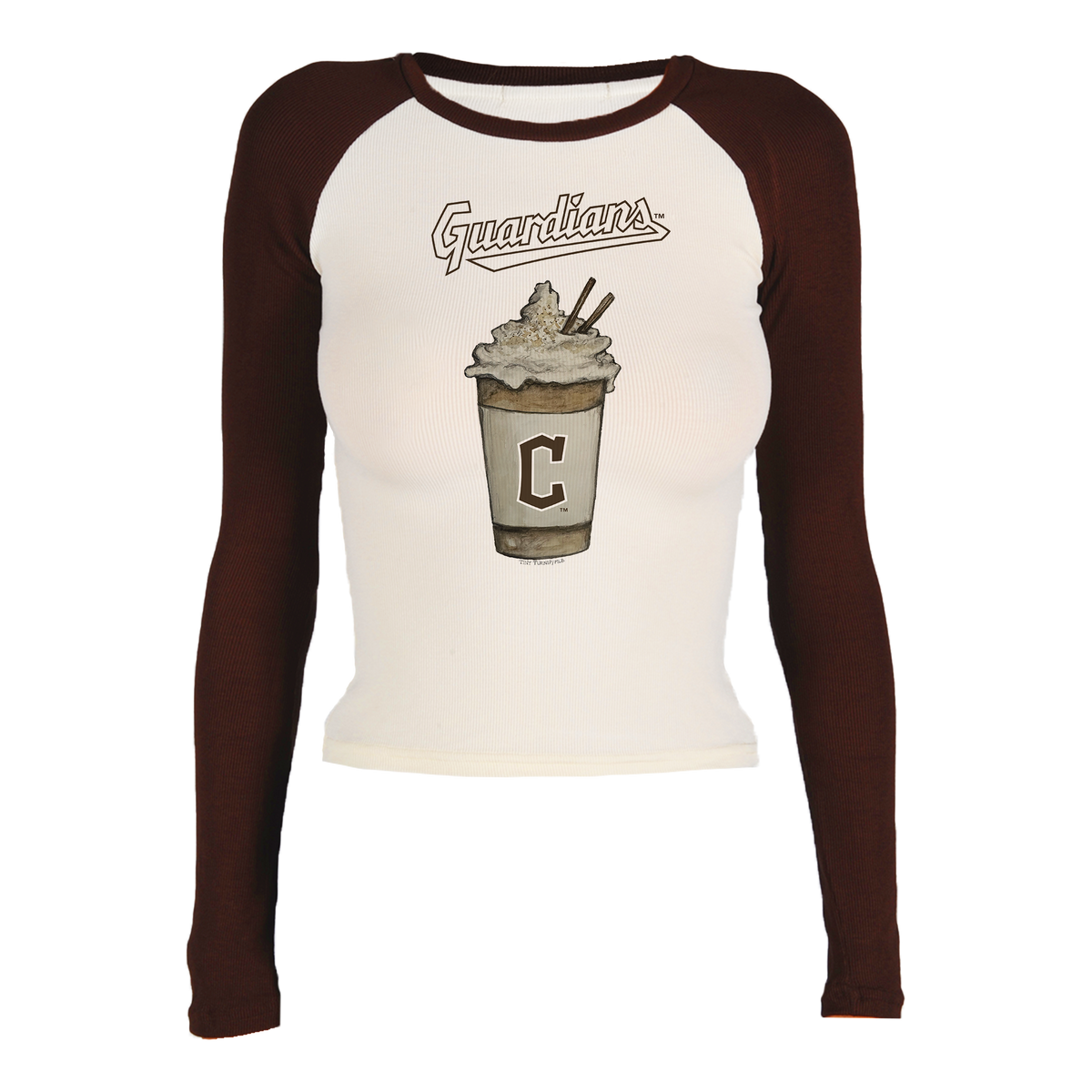 Cleveland Guardians Latte Roxy Raglan Long Sleeve