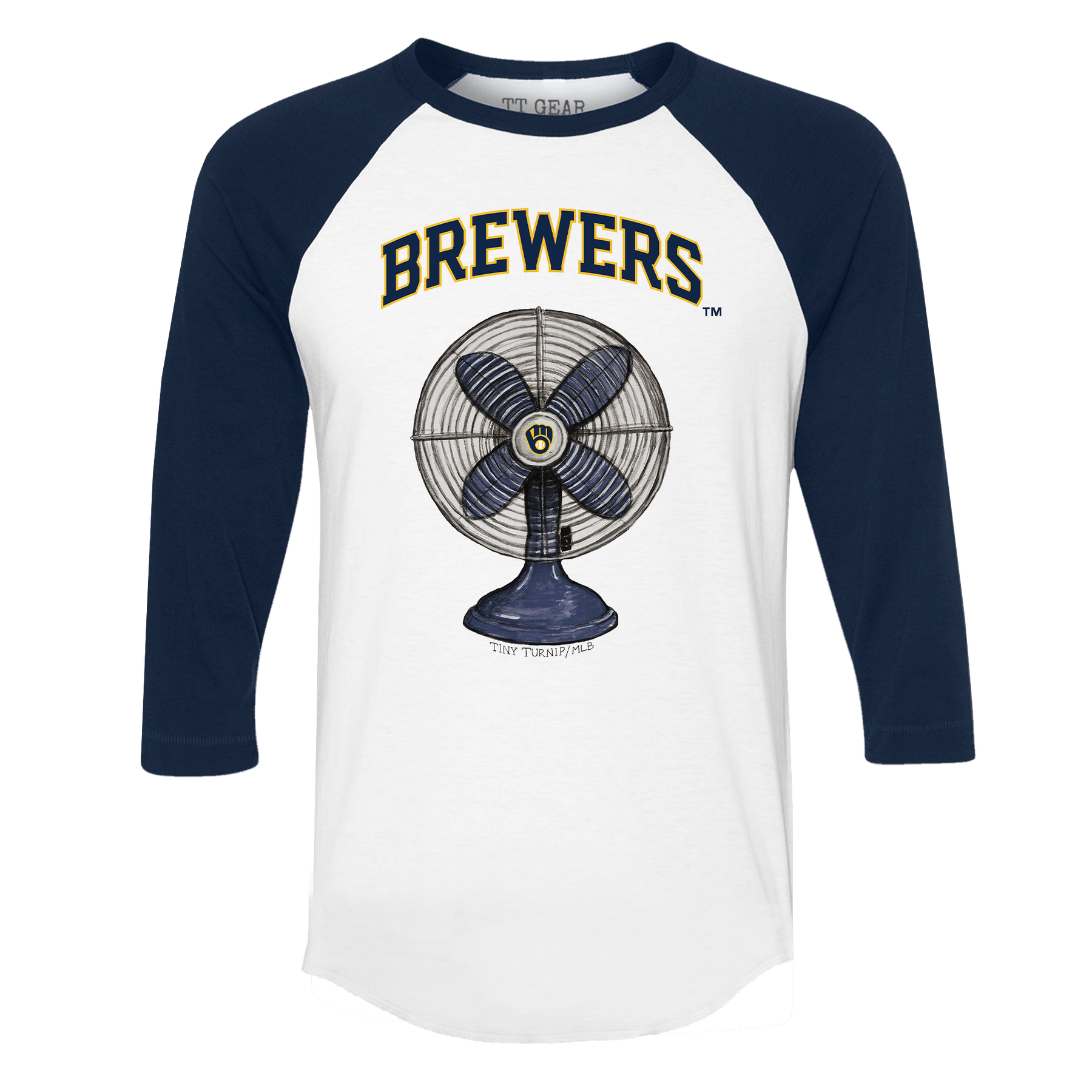 Milwaukee Brewers Fan 3/4 Navy Blue Sleeve Raglan