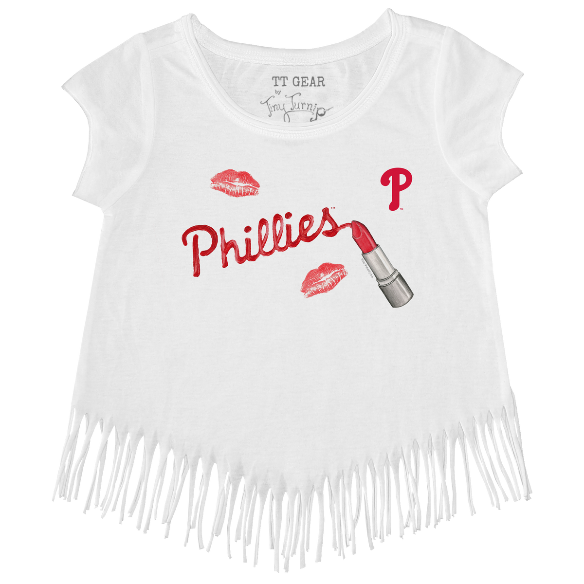 Philadelphia Phillies Lipstick Fringe Tee - Tiny Turnip