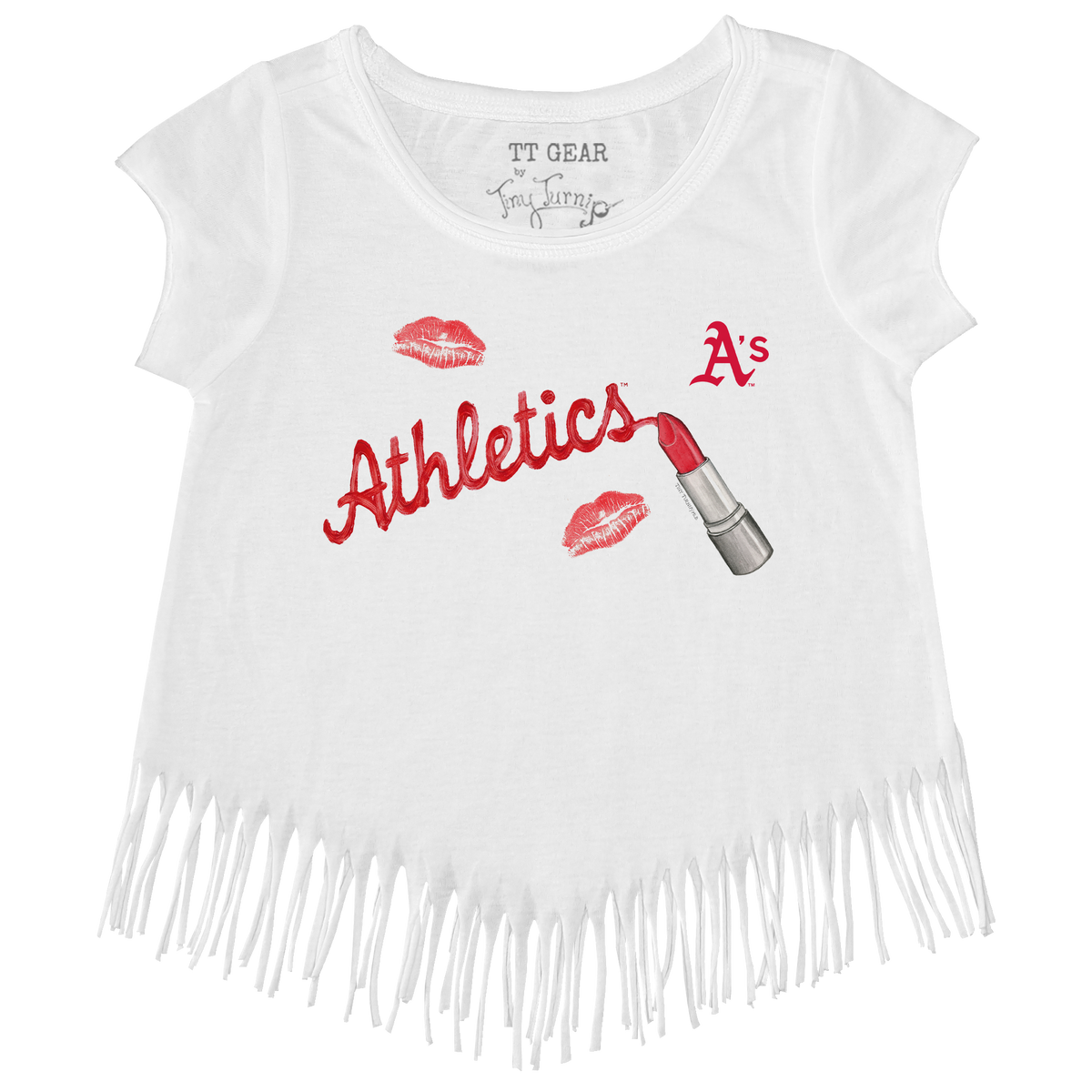 Oakland Athletics Lipstick Fringe Tee - Tiny Turnip