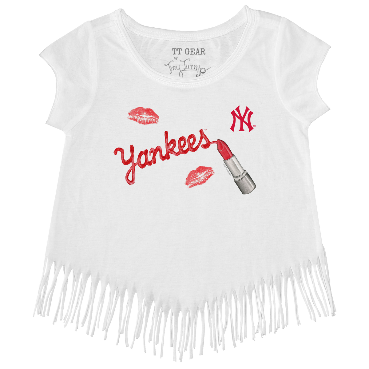 New York Yankees Lipstick Fringe Tee - Tiny Turnip