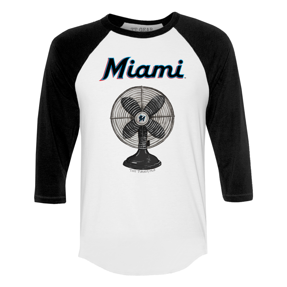 Miami Marlins Fan 3/4 Black Sleeve Raglan