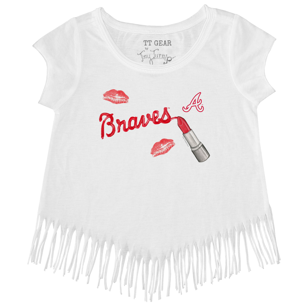 Atlanta Braves Lipstick Fringe Tee - Tiny Turnip