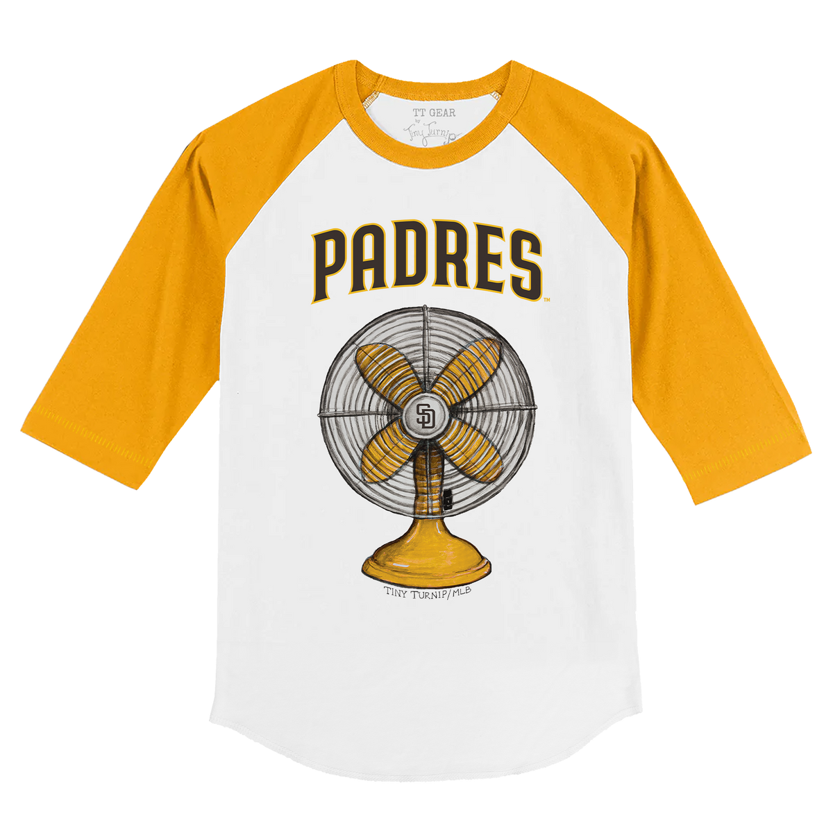 San Diego Padres Fan 3/4 Gold Sleeve Raglan