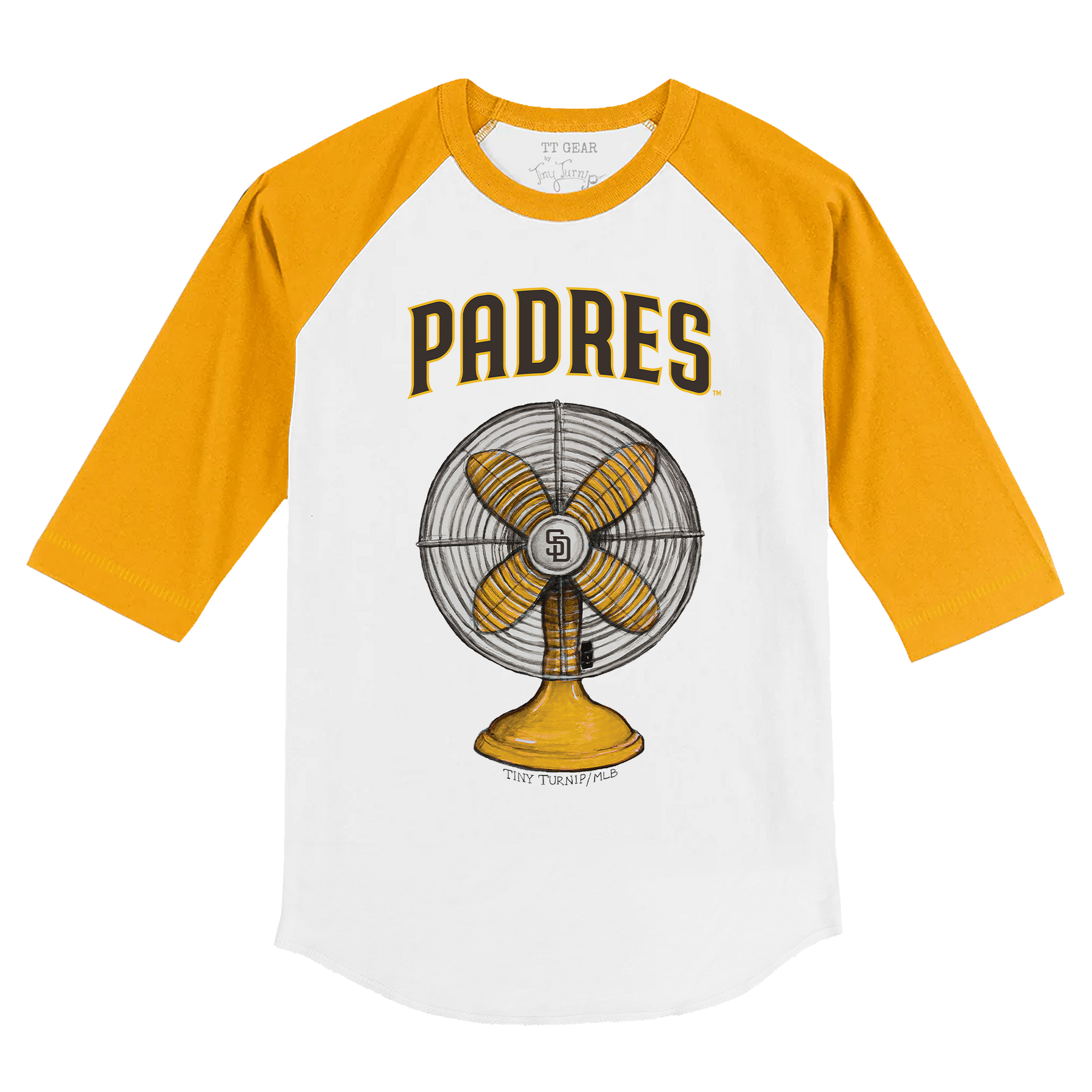 San Diego Padres Fan 3/4 Gold Sleeve Raglan