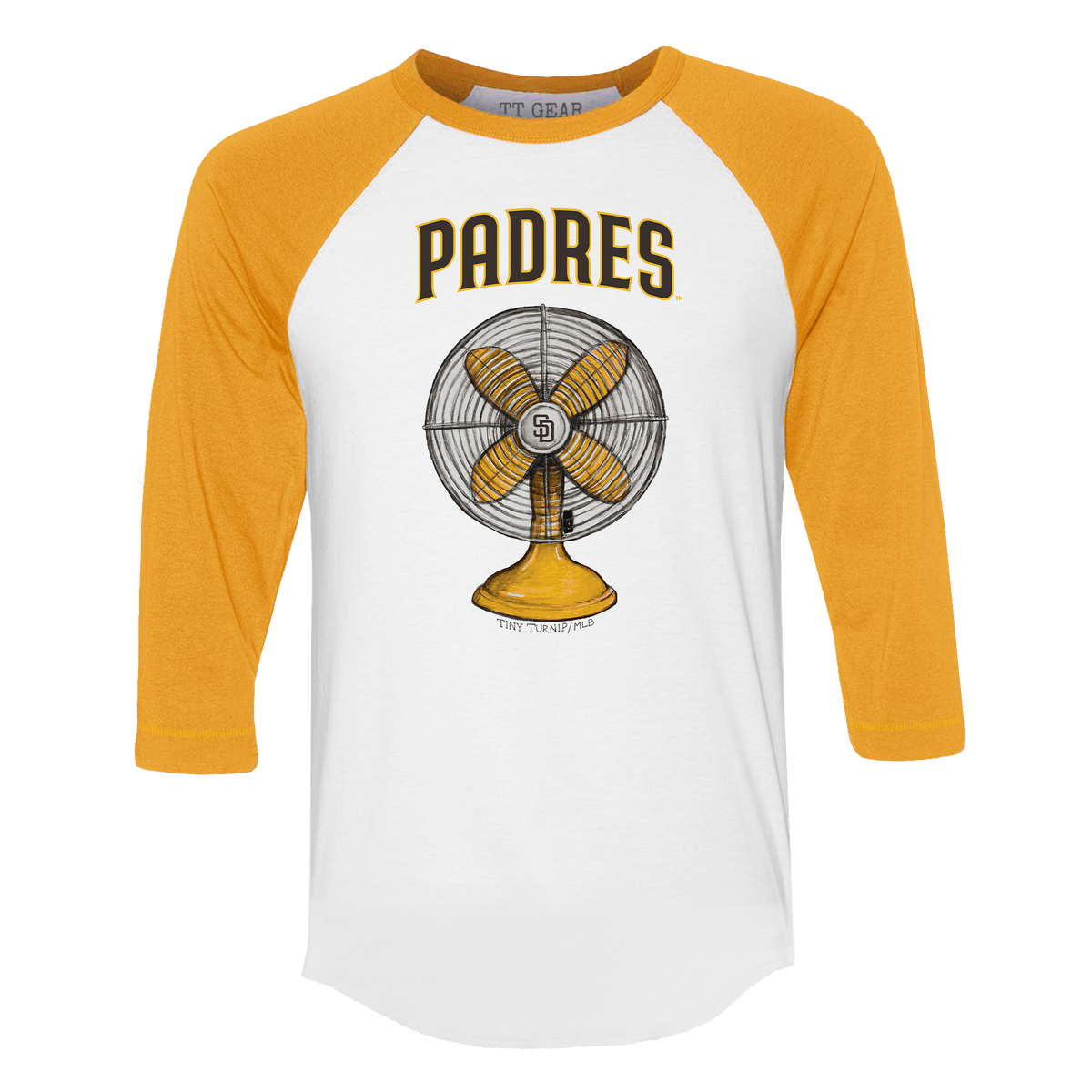 San Diego Padres Fan 3/4 Gold Sleeve Raglan