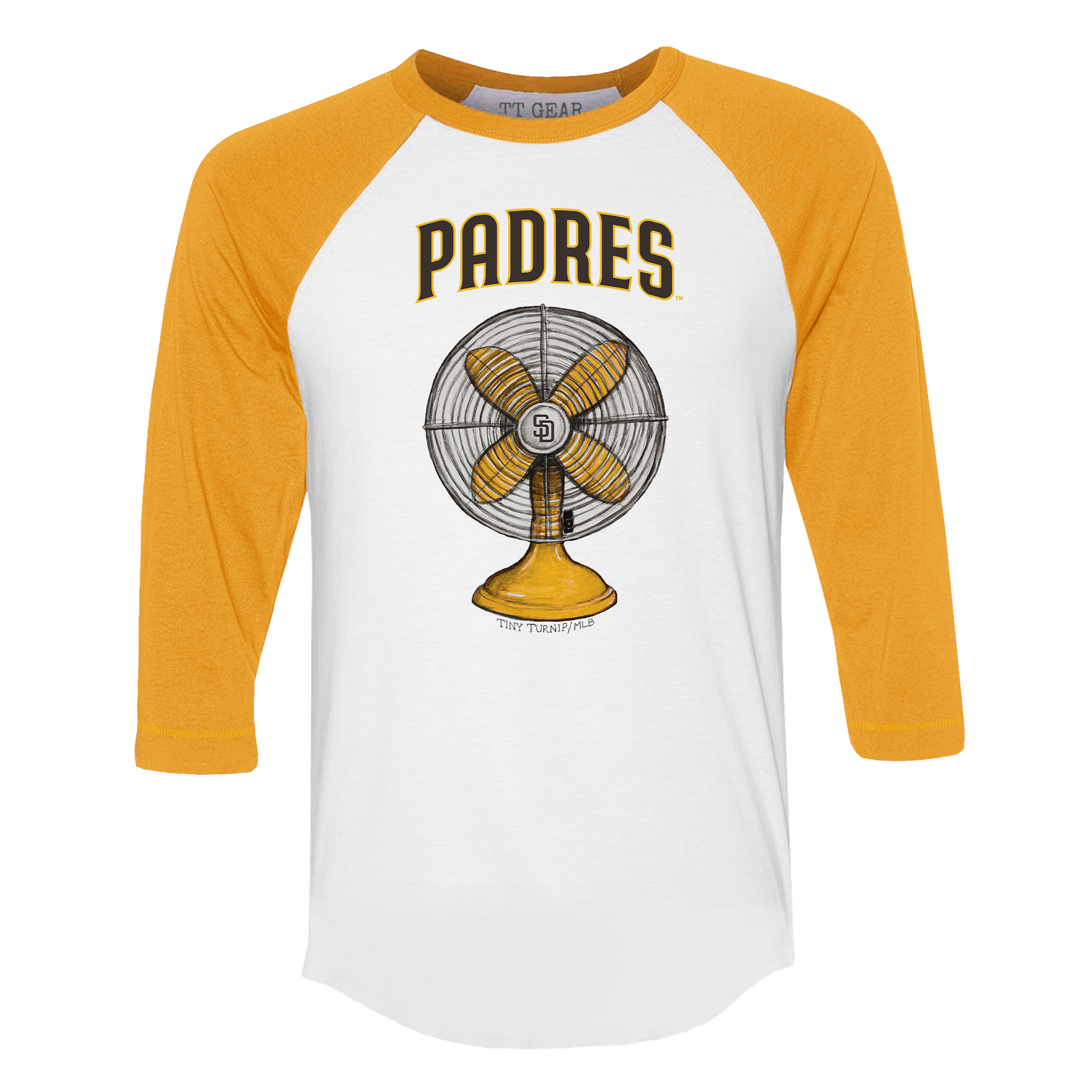 San Diego Padres Fan 3/4 Gold Sleeve Raglan