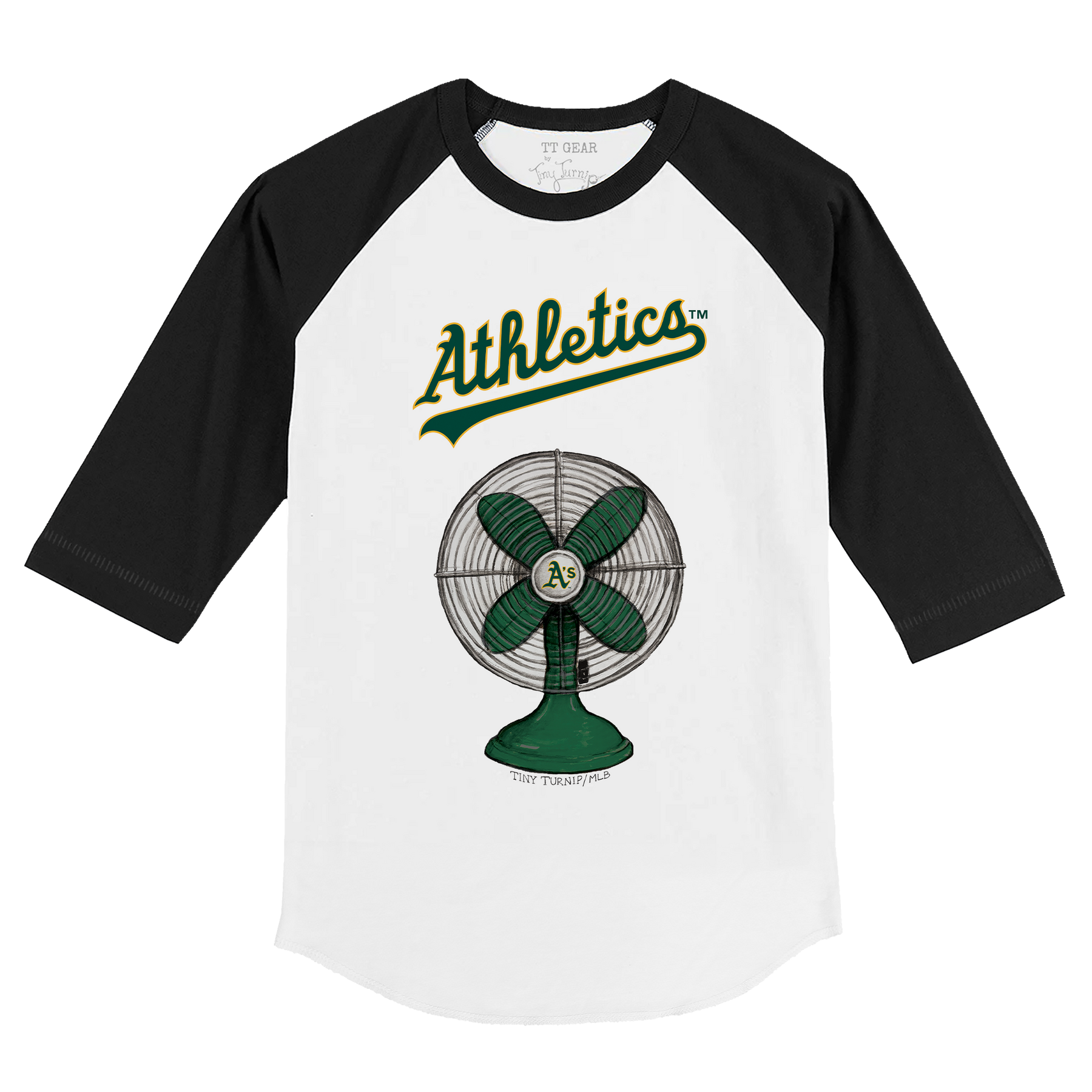 Oakland Athletics Fan 3/4 Black Sleeve Raglan
