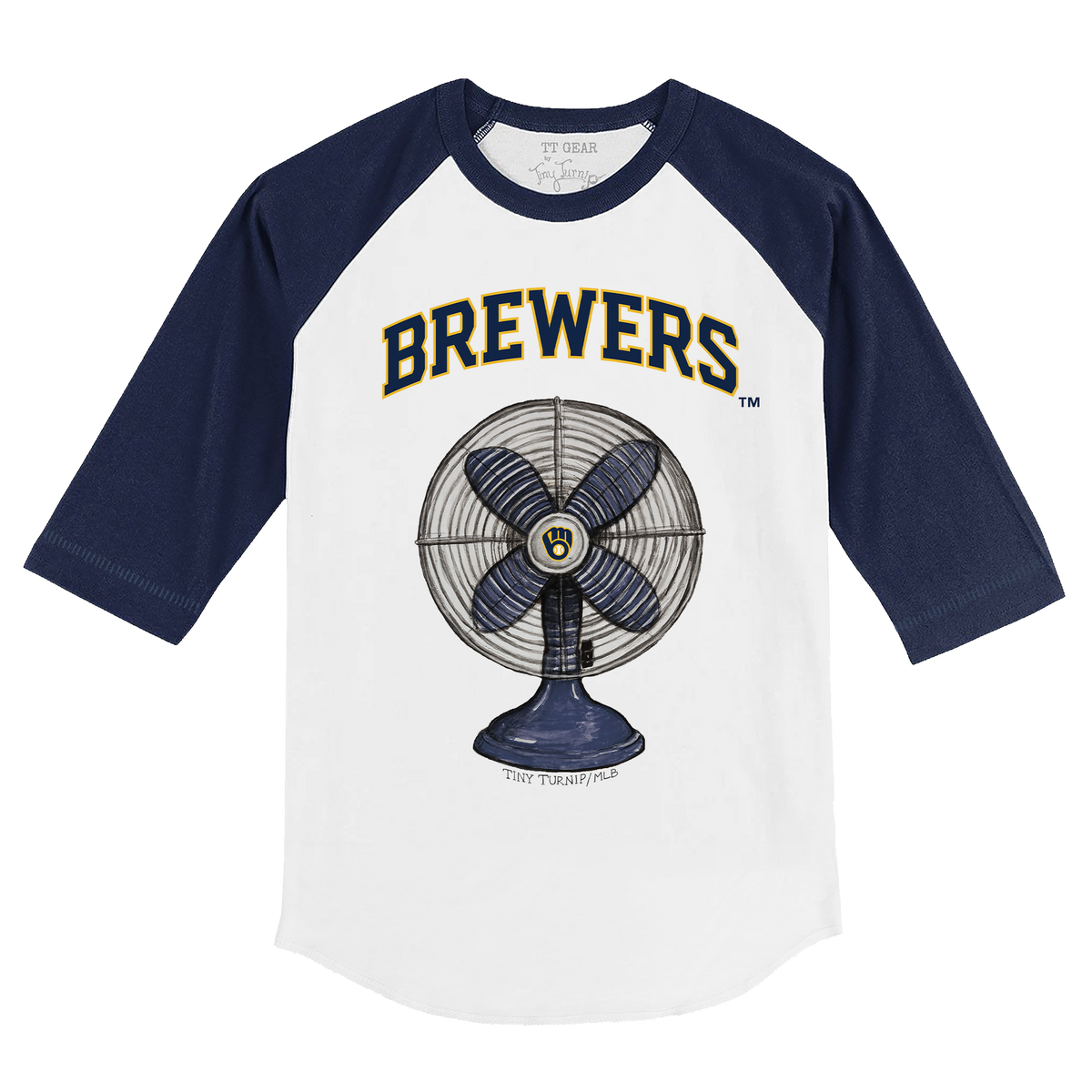 Milwaukee Brewers Fan 3/4 Navy Blue Sleeve Raglan