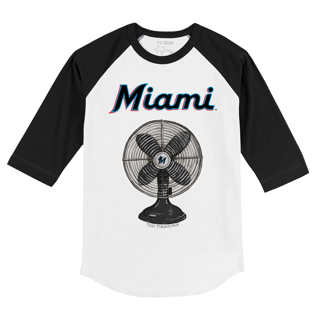 Miami Marlins Fan 3/4 Black Sleeve Raglan