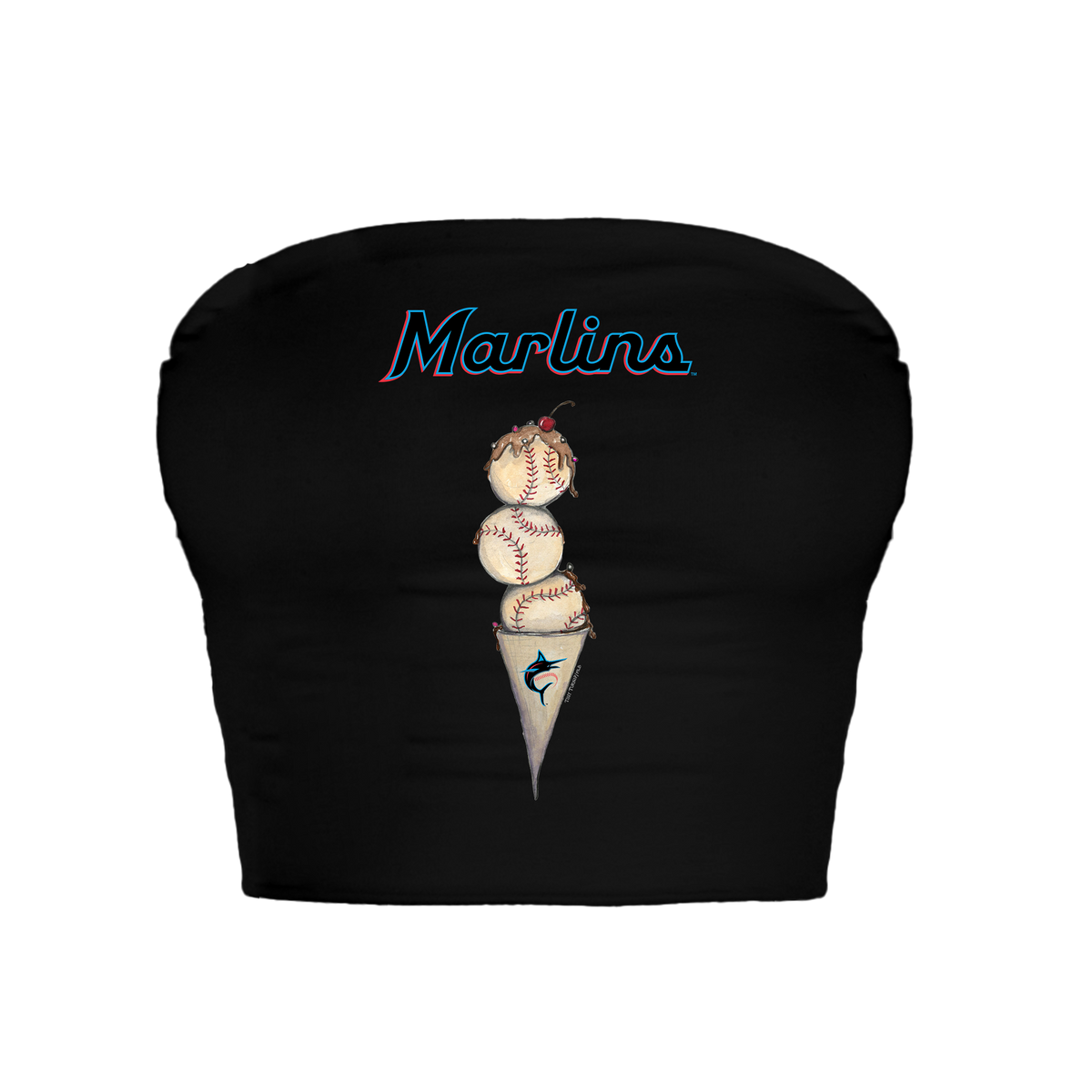 Miami Marlins Triple Scoop Crop Tube Top