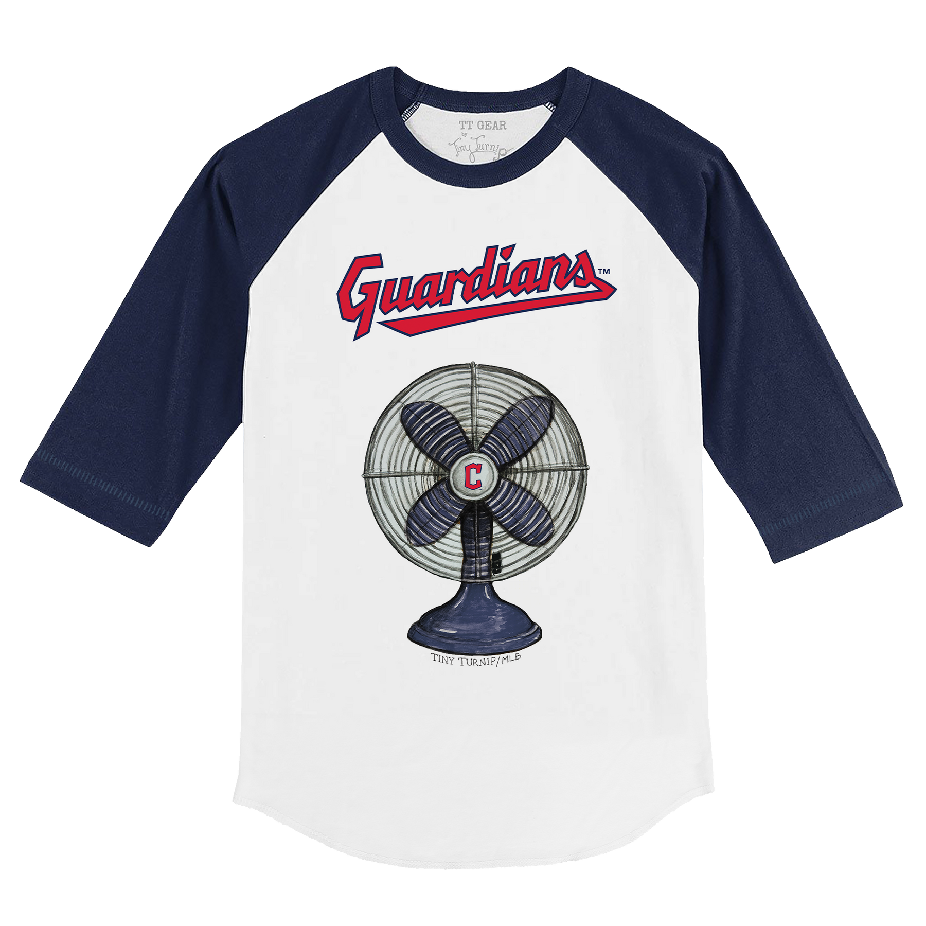 Cleveland Guardians Fan 3/4 Navy Blue Sleeve Raglan