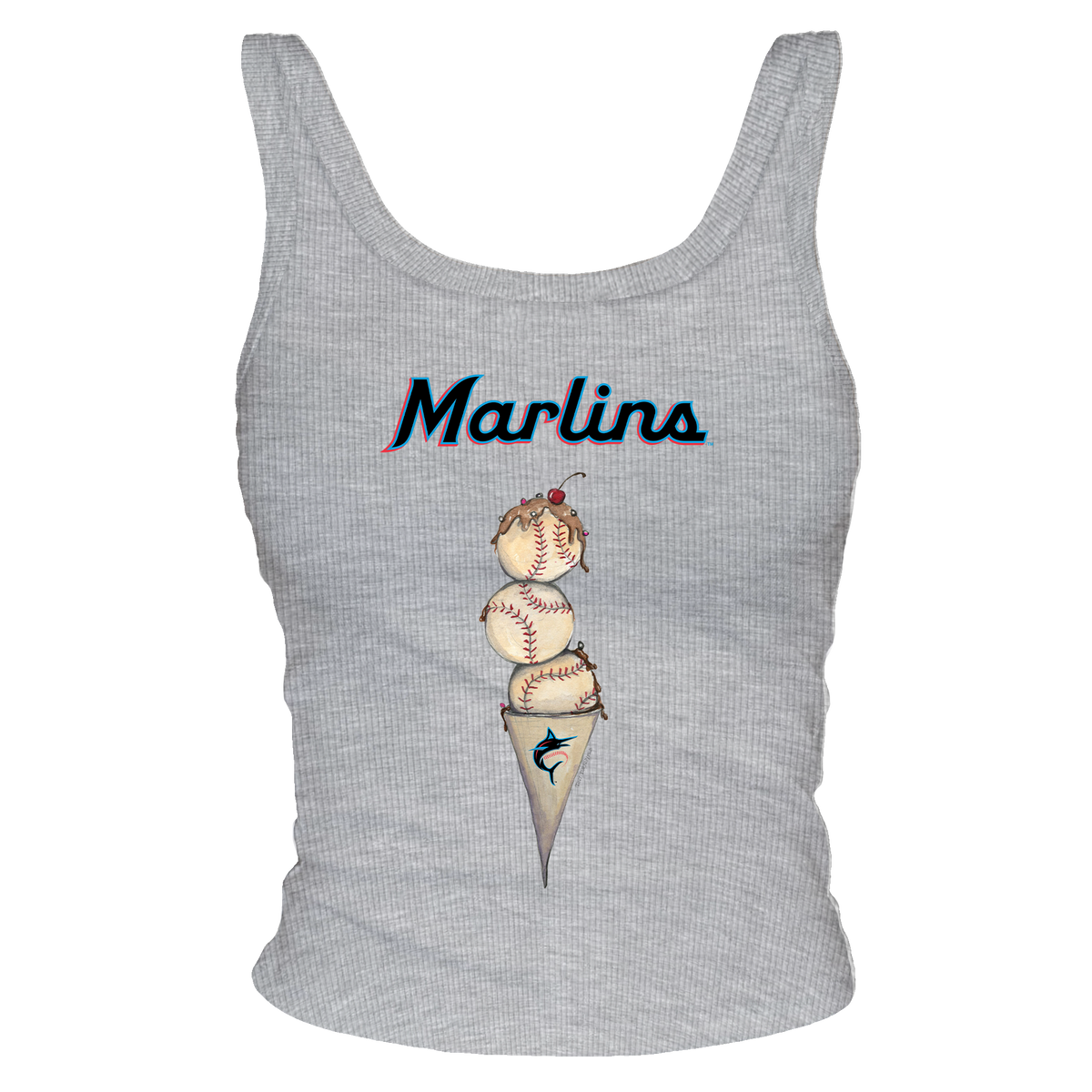 Miami Marlins Triple Scoop Ribbed Tank - Tiny Turnip
