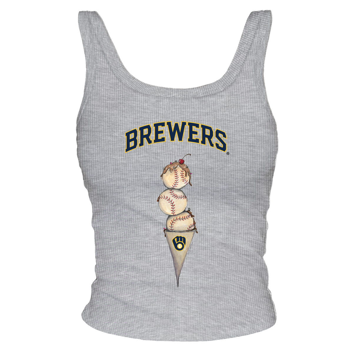 Milwaukee Brewers Triple Scoop Ribbed Tank - Tiny Turnip