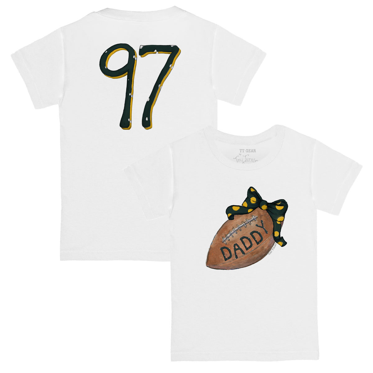 VIP Football: Football Polka Dot Bow w/ Number - Kid's Tee Shirt - Tiny Turnip