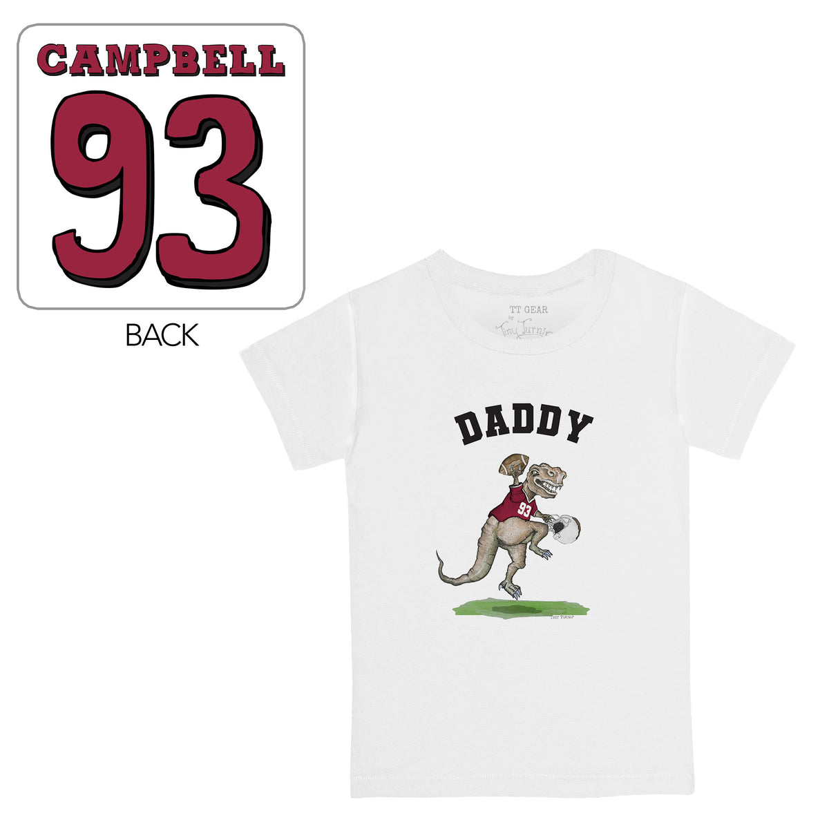 VIP Football: TT Rex w/ Name, Number - Kid's Tee Shirt