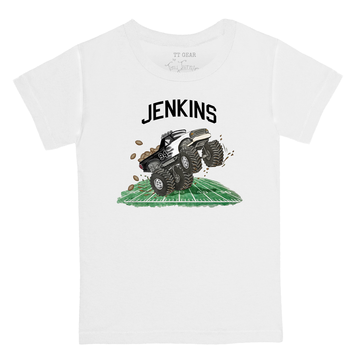 VIP Football: Monster Truck w/ Name, Number - Kid's Tee Shirt