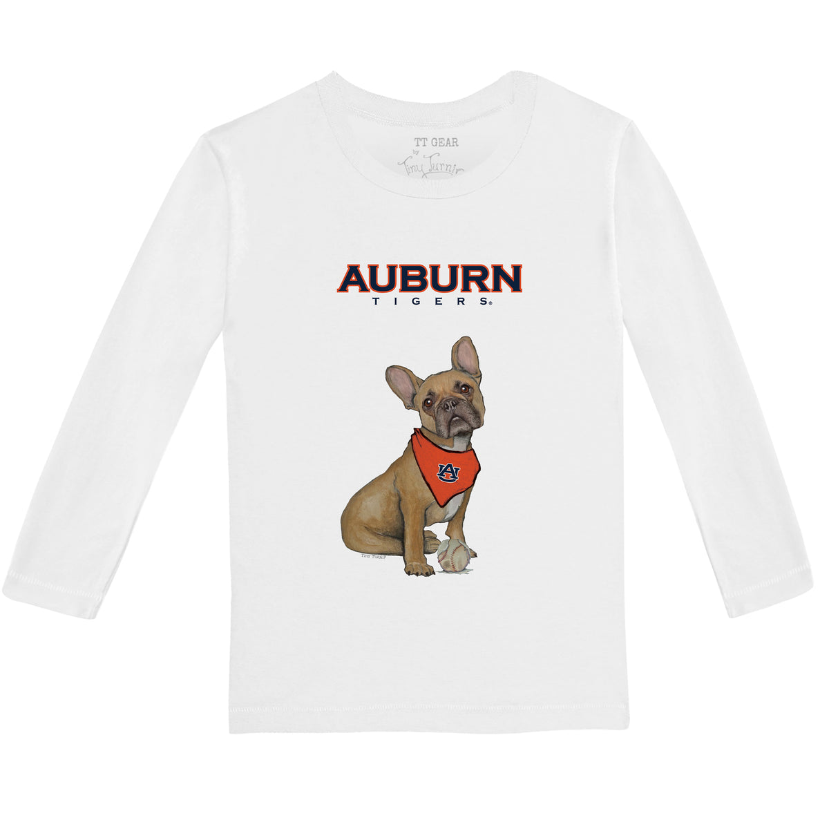 Auburn Tigers French Bulldog Long-Sleeve Tee Shirt