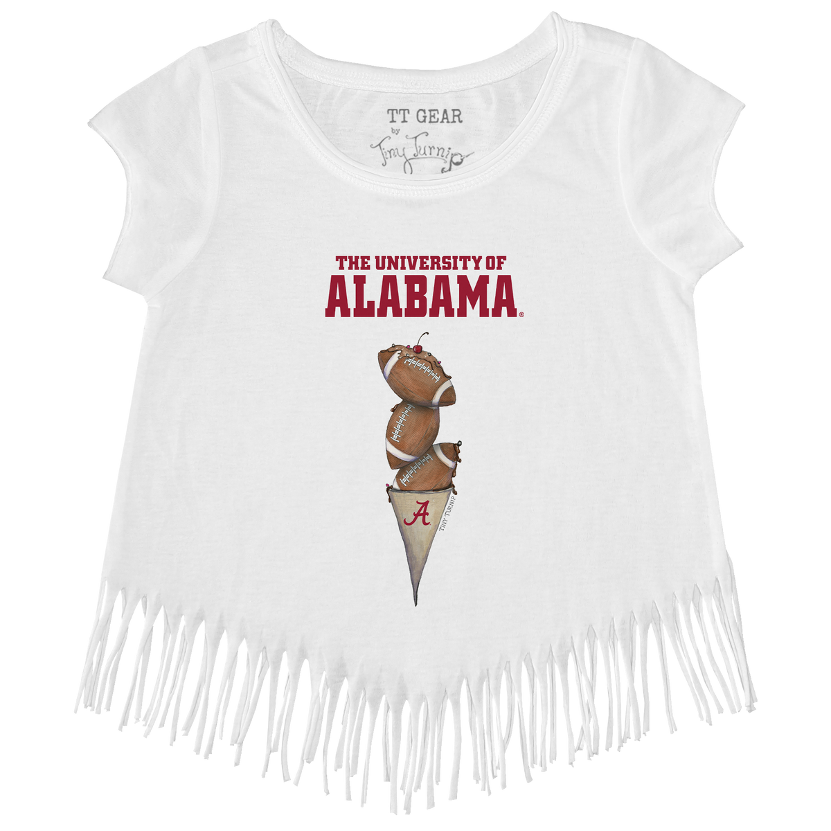 Alabama Crimson Tide Football Triple Scoop Fringe Tee