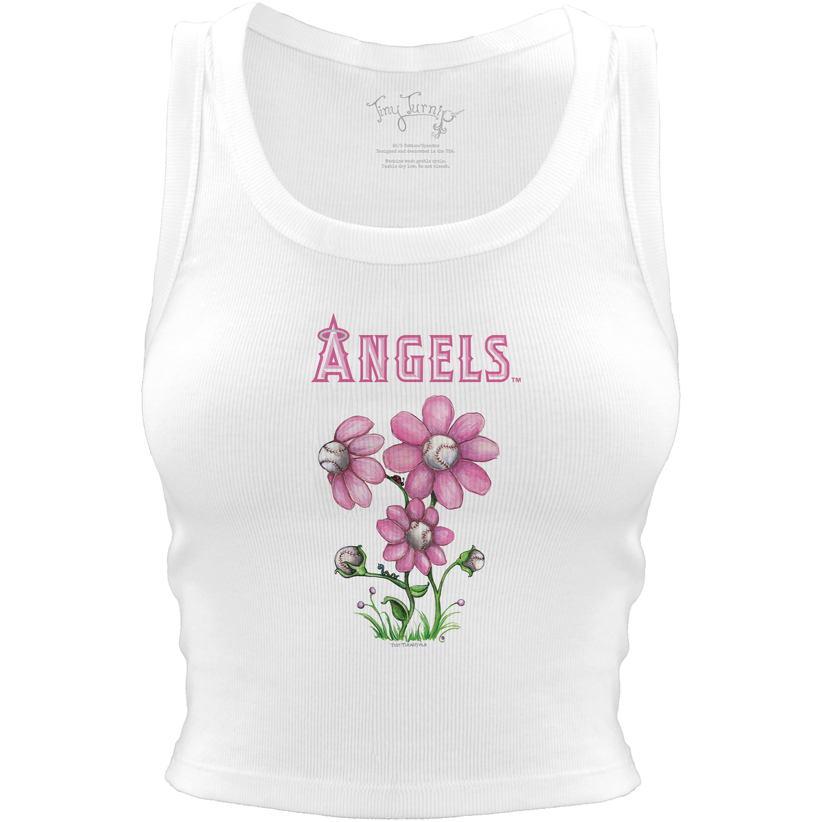 Los Angeles Angels Blooming Baseballs Crop Tank - Tiny Turnip
