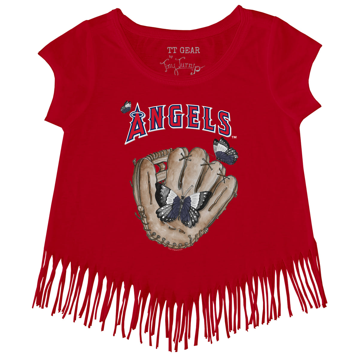 Los Angeles Angels Butterfly Glove Fringe Tee