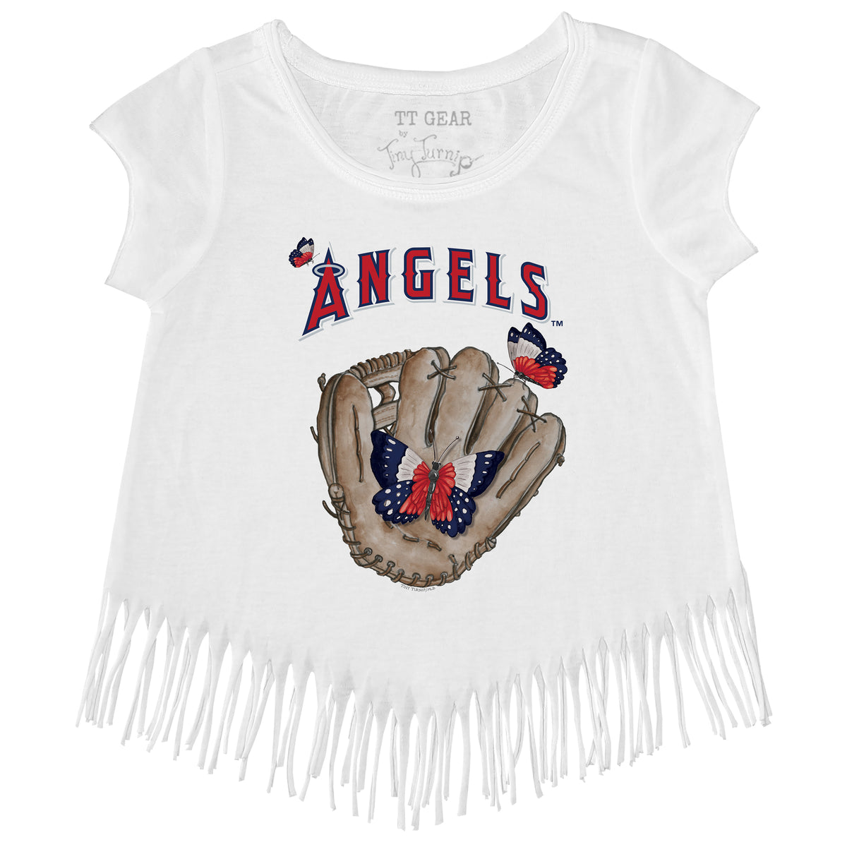 Los Angeles Angels Butterfly Glove Fringe Tee