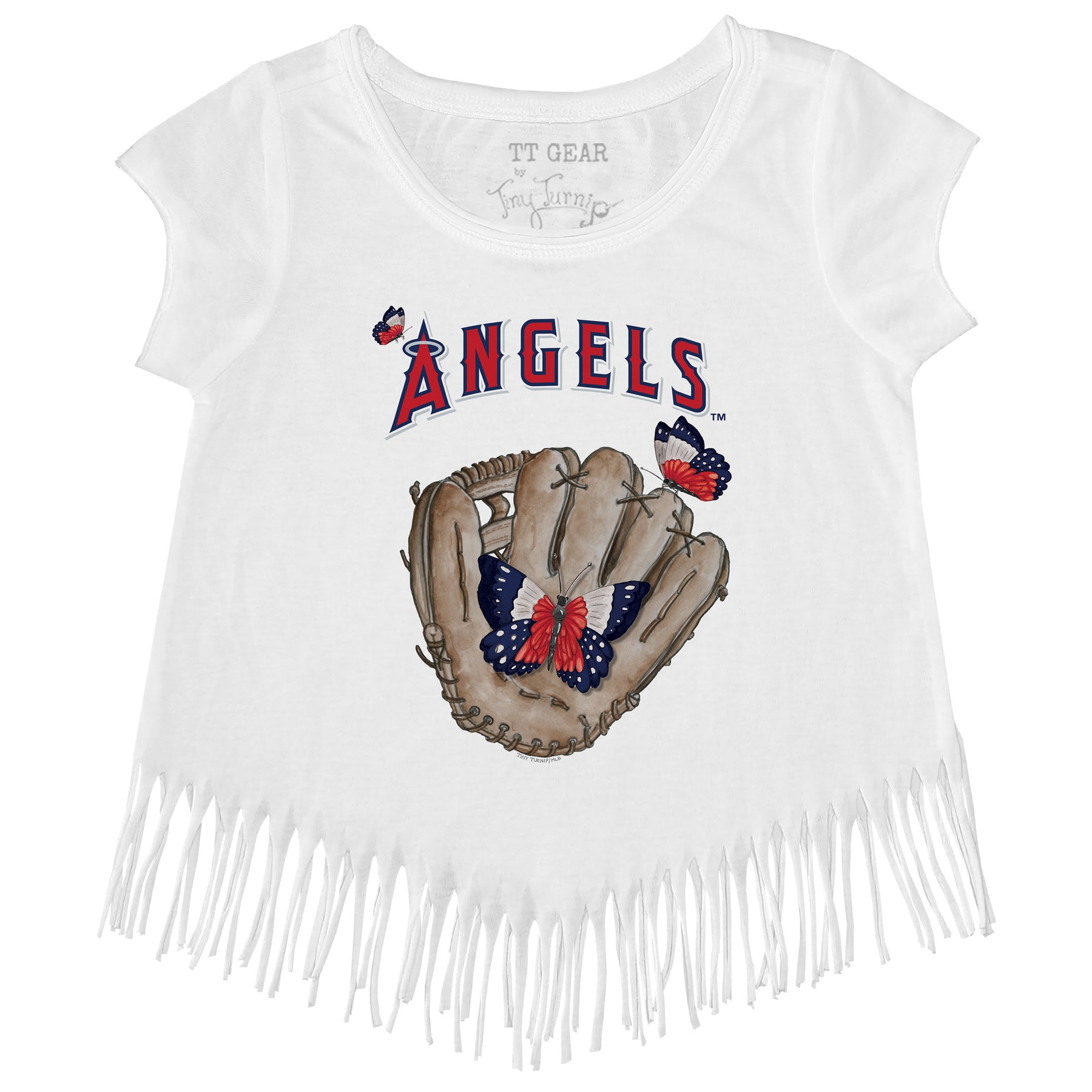 Los Angeles Angels Butterfly Glove Fringe Tee