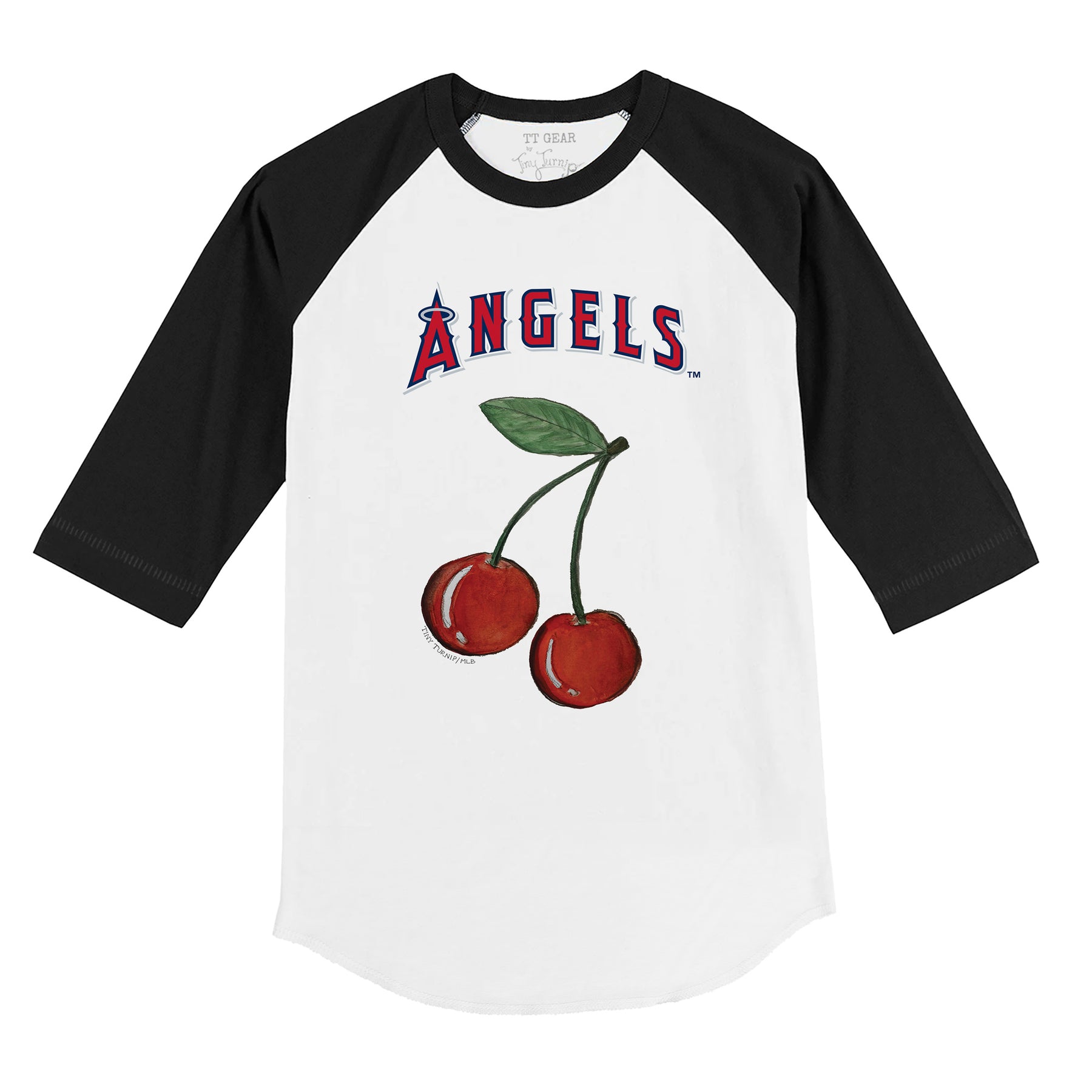 Los Angeles Angels Cherry 3/4 Black Sleeve Raglan
