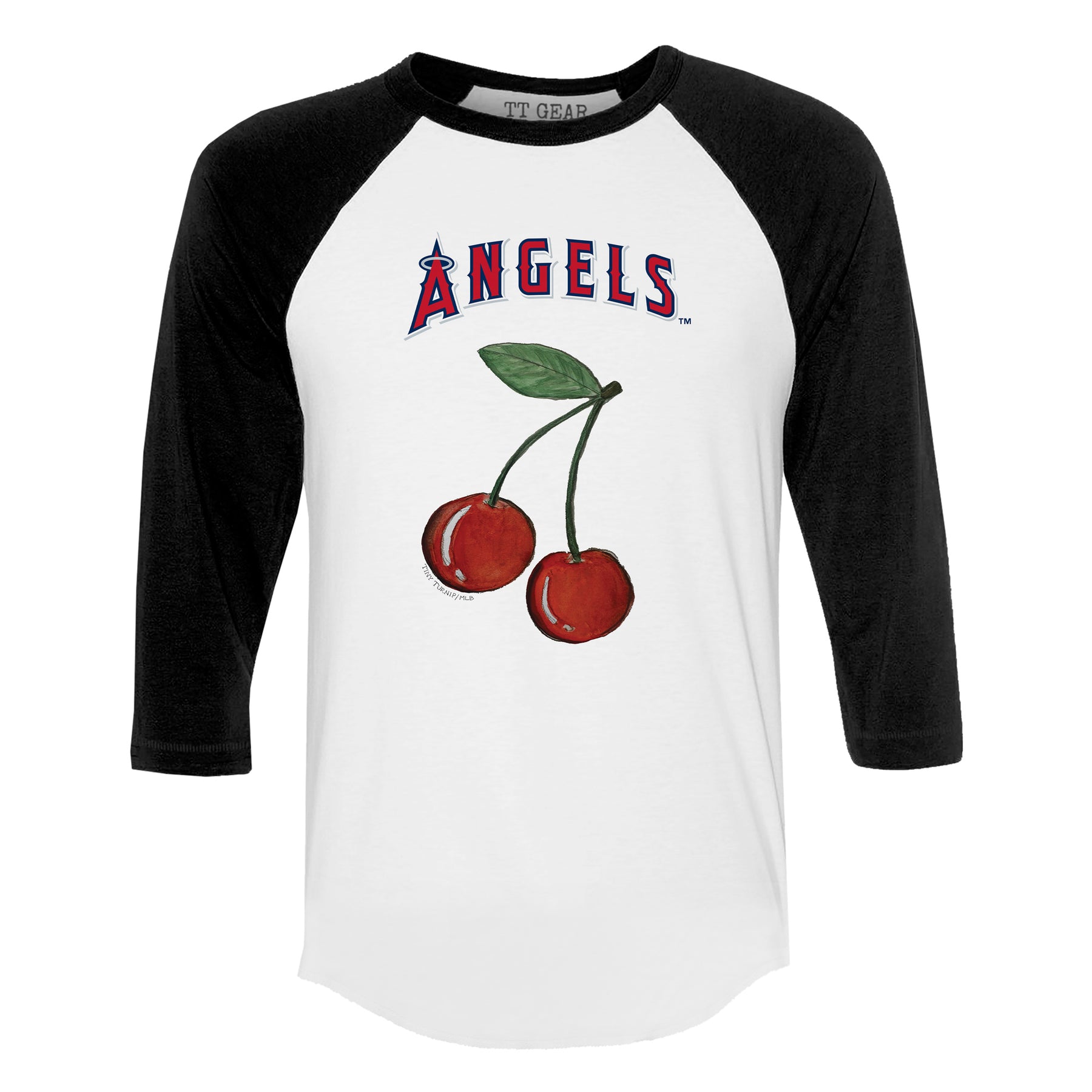 Los Angeles Angels Cherry 3/4 Black Sleeve Raglan