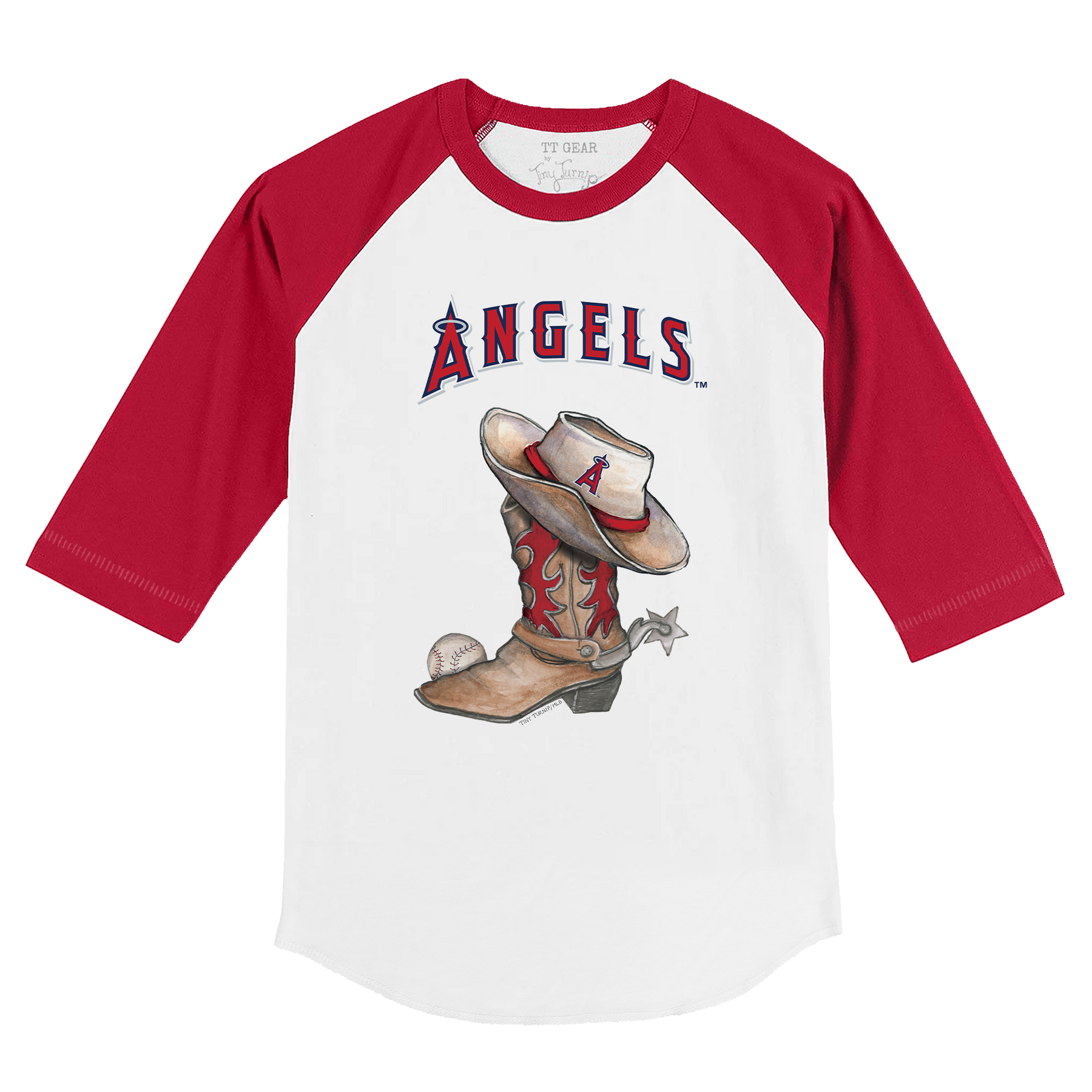 Los Angeles Angels Cowboy Boot 3/4 Red Sleeve Raglan