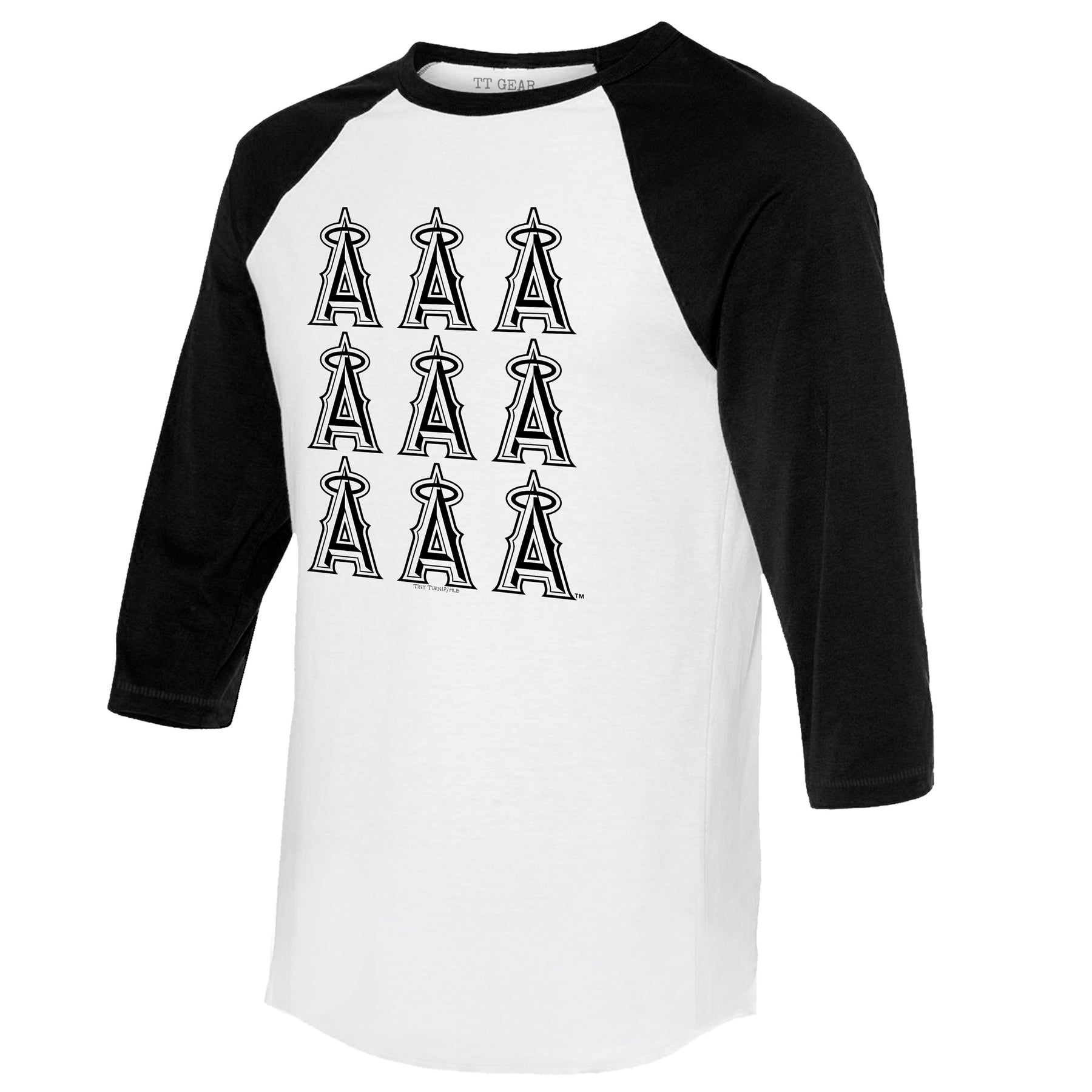 Los Angeles Angels Logo Grid 3/4 Black Sleeve Raglan