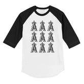 Los Angeles Angels Logo Grid 3/4 Black Sleeve Raglan