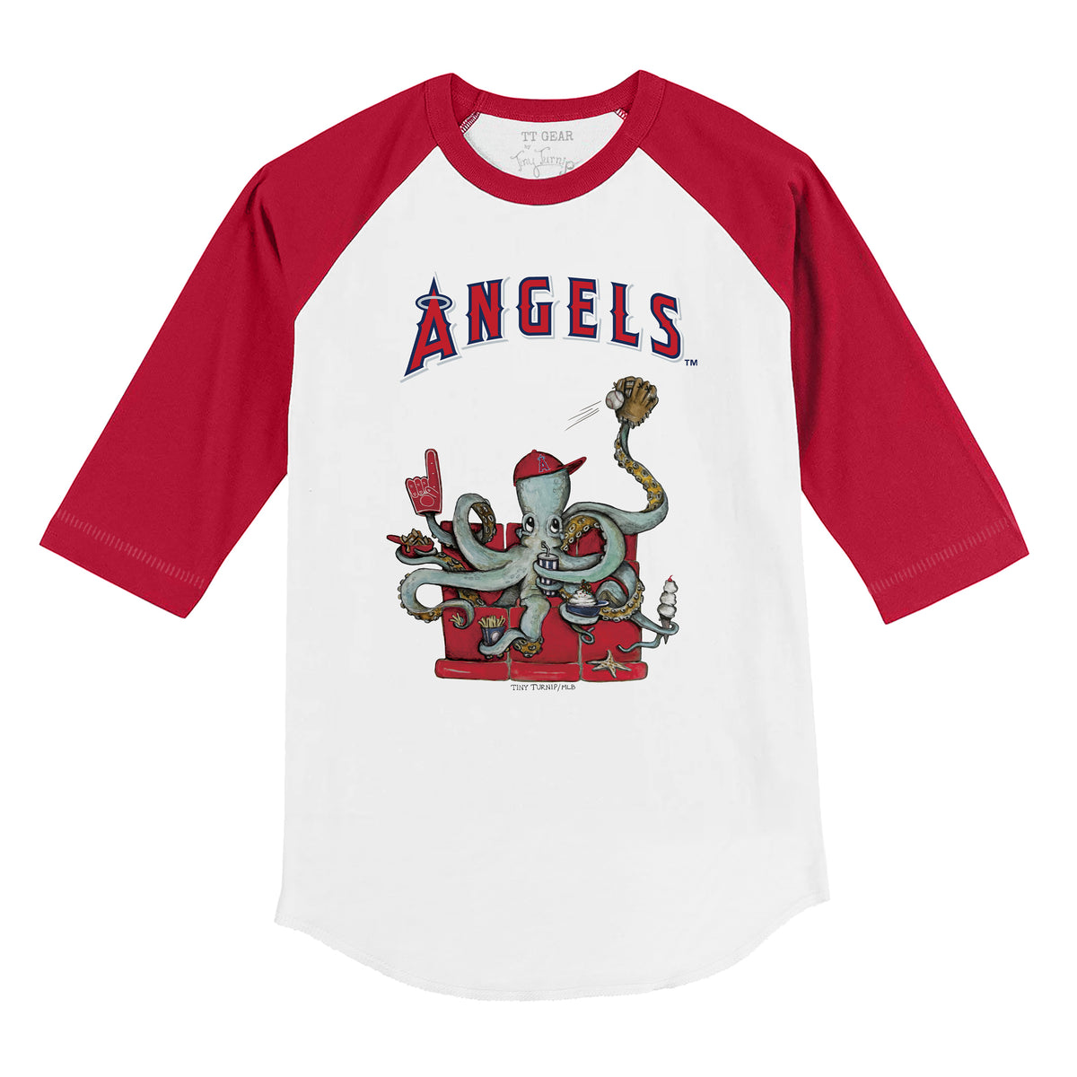 Los Angeles Angels Octopus 3/4 Red Sleeve Raglan