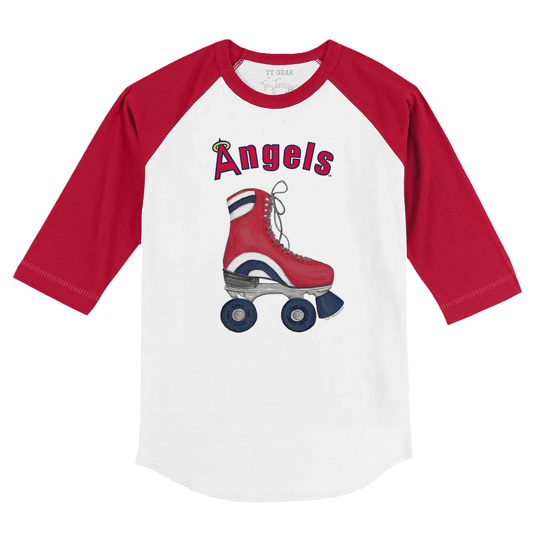 Los Angeles Angels Retro Skate 3/4 Red Sleeve Raglan