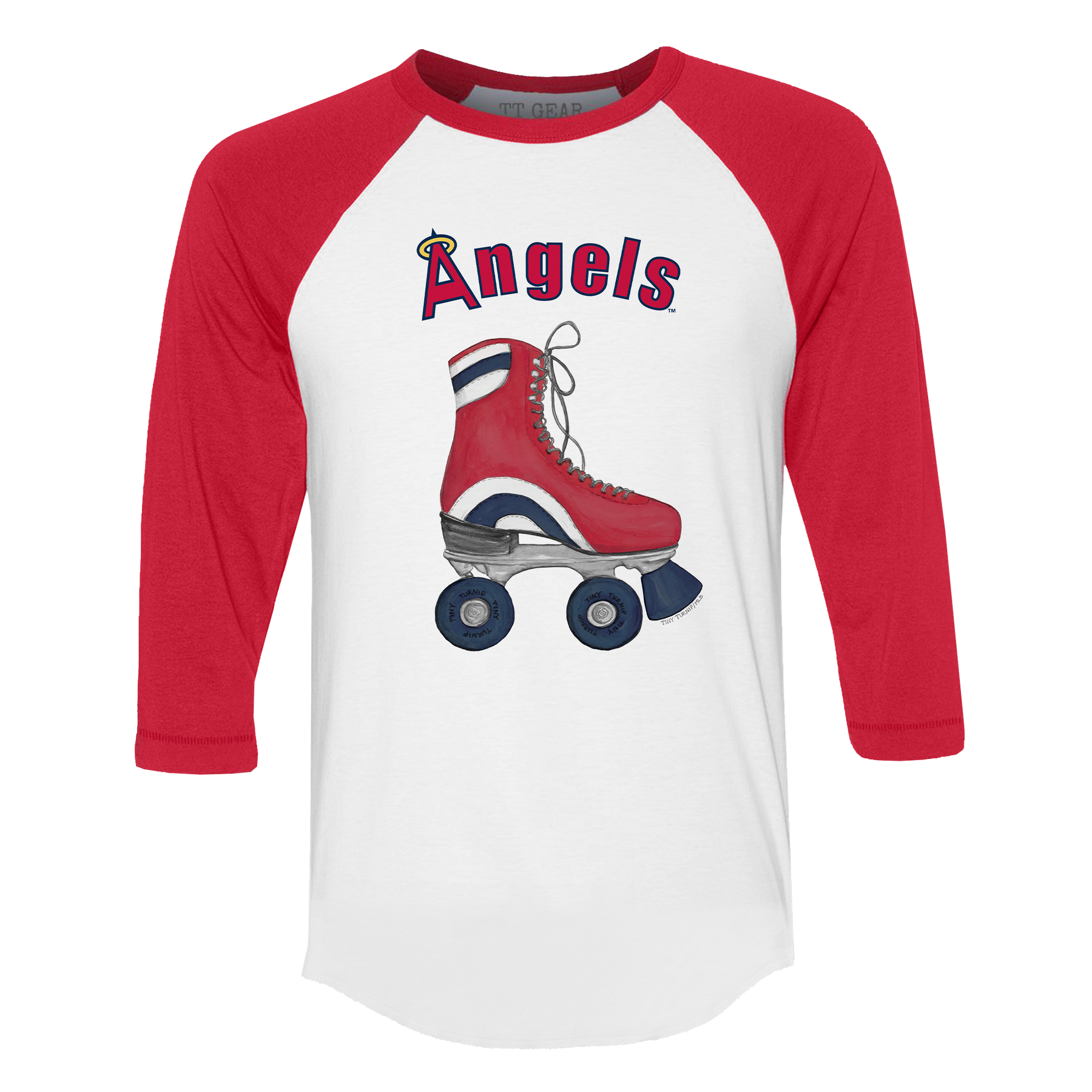 Los Angeles Angels Retro Skate 3/4 Red Sleeve Raglan