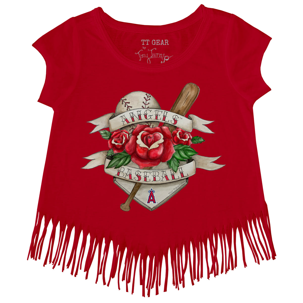 Los Angeles Angels Tattoo Rose Fringe Tee
