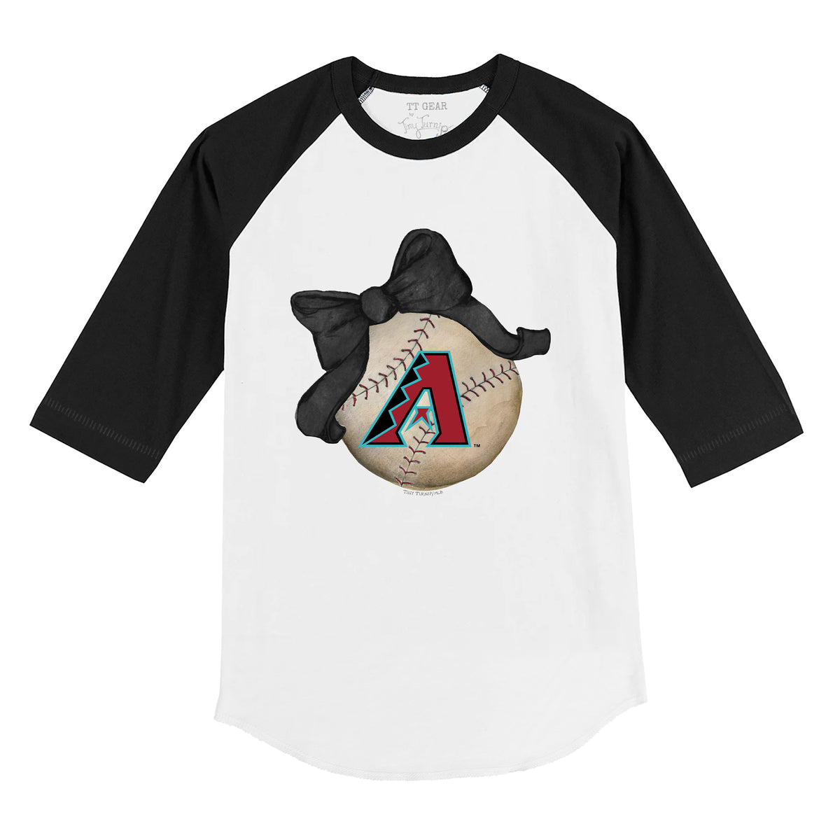 Arizona Diamondbacks Baseball Bow 3/4 Black Sleeve Raglan