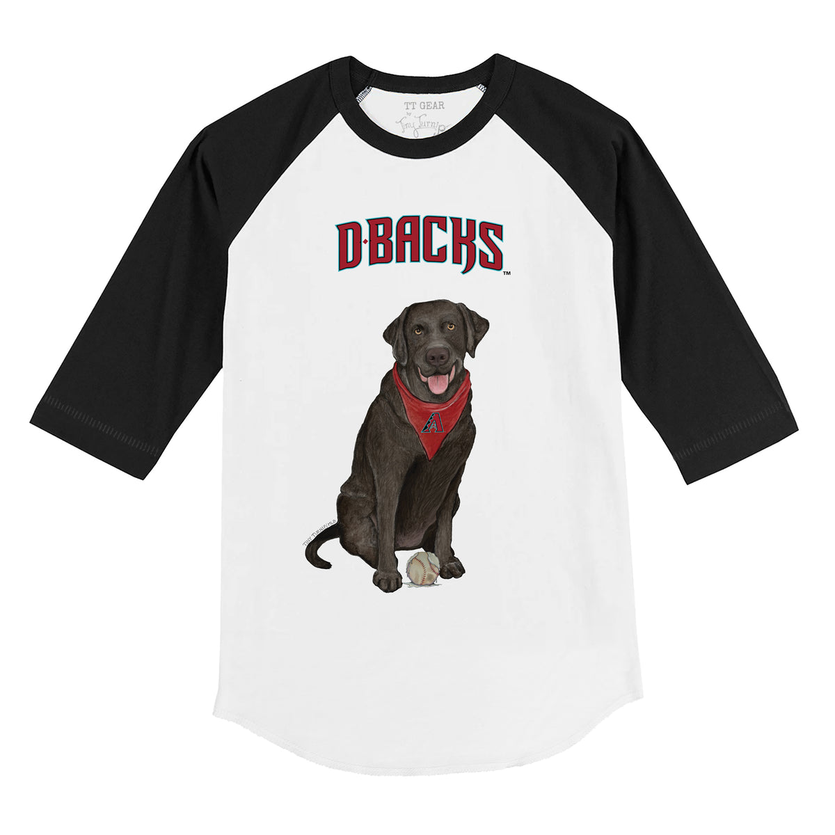 Arizona Diamondbacks Black Labrador Retriever 3/4 Black Sleeve Raglan