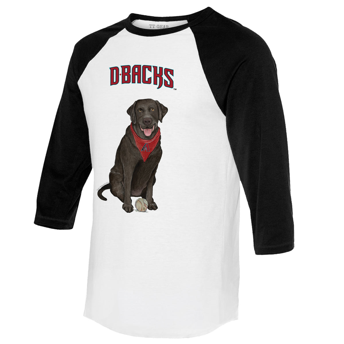 Arizona Diamondbacks Black Labrador Retriever 3/4 Black Sleeve Raglan