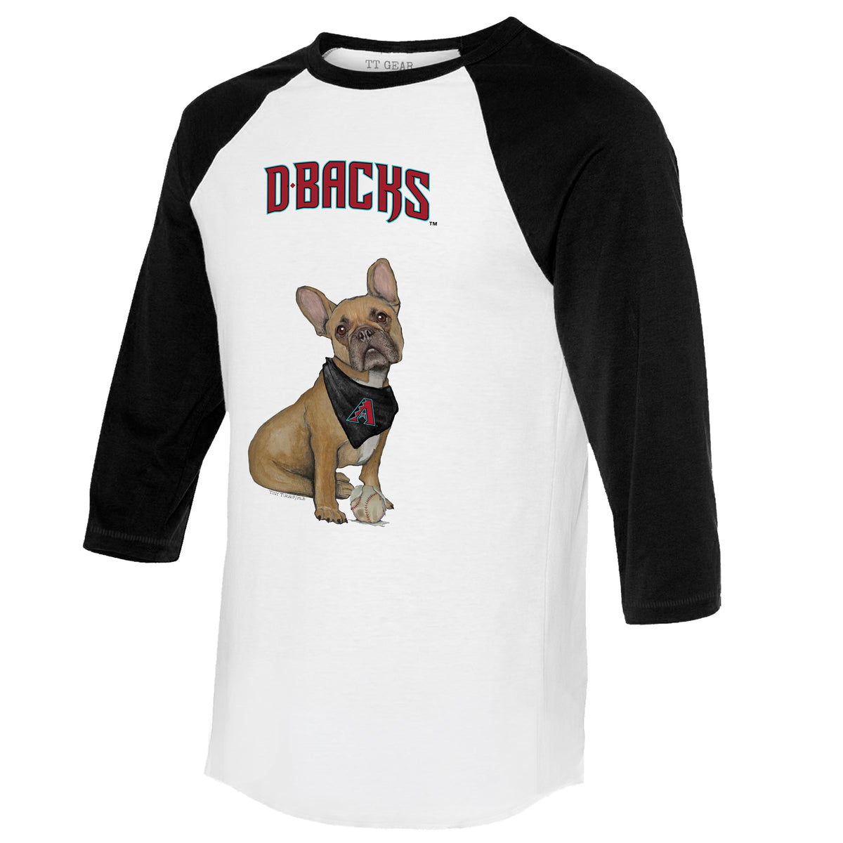 Arizona Diamondbacks French Bulldog 3/4 Black Sleeve Raglan
