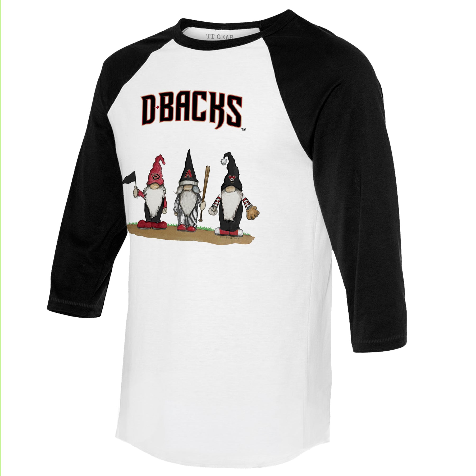 Arizona Diamondbacks Gnomes 3/4 Black Sleeve Raglan