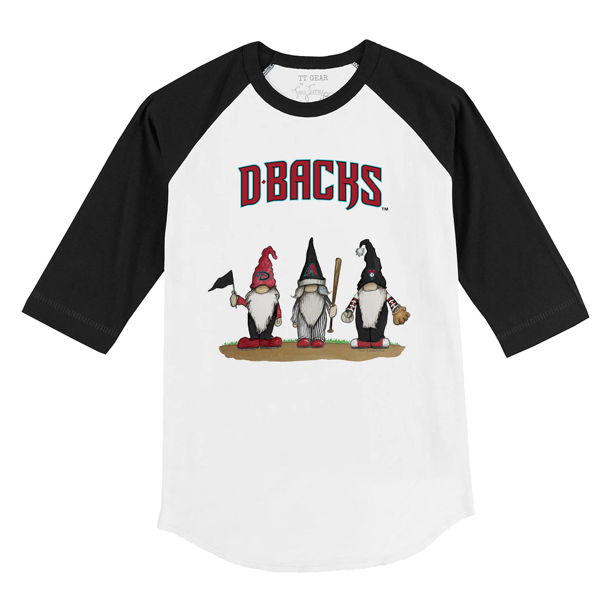 Arizona Diamondbacks Gnomes 3/4 Black Sleeve Raglan