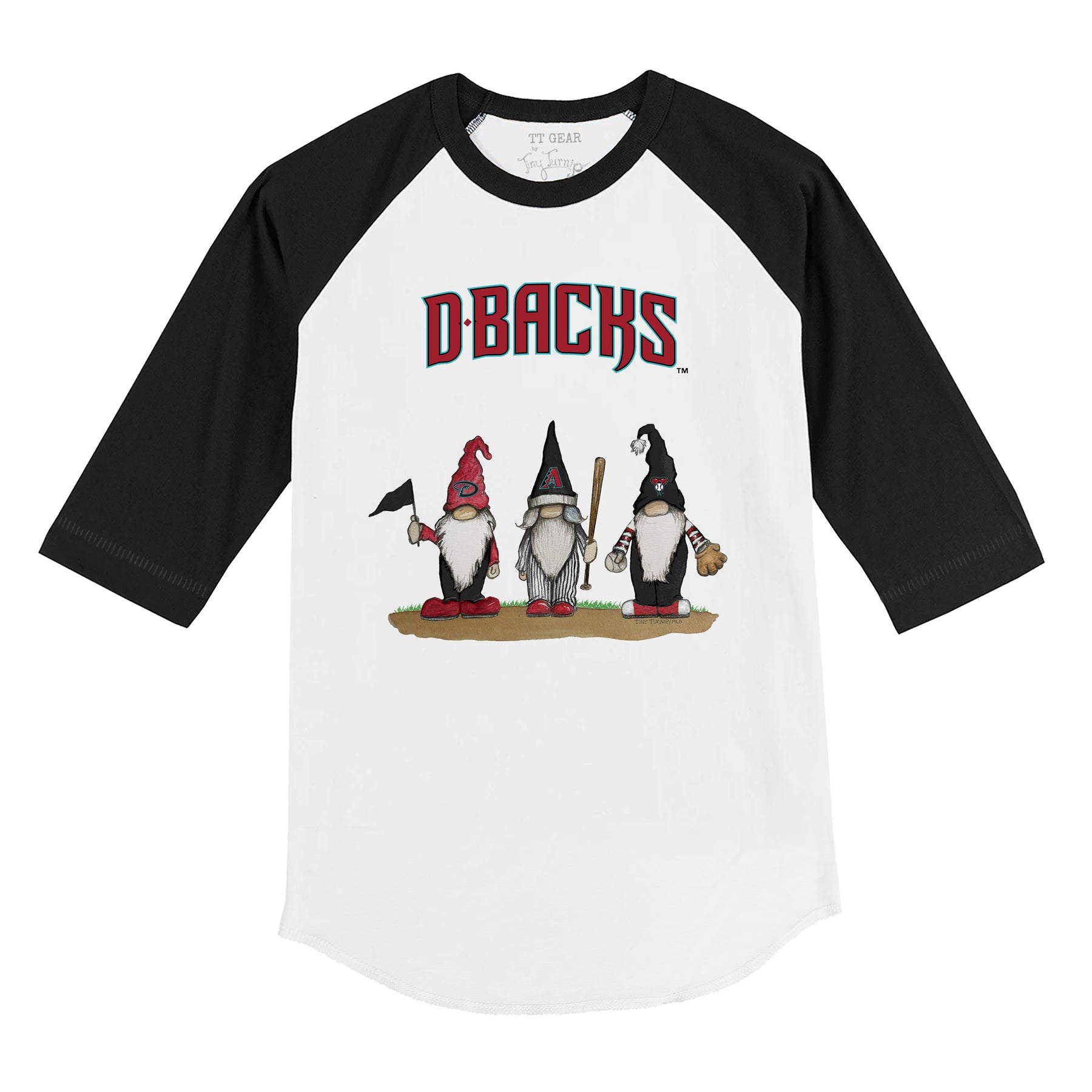 Arizona Diamondbacks Gnomes 3/4 Black Sleeve Raglan