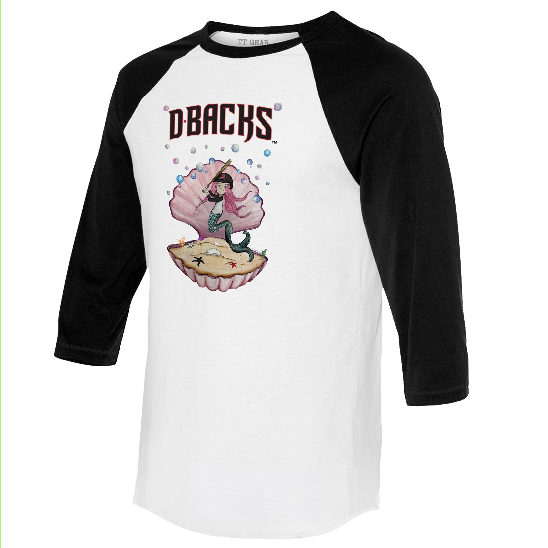 Arizona Diamondbacks Mermaid 3/4 Black Sleeve Raglan