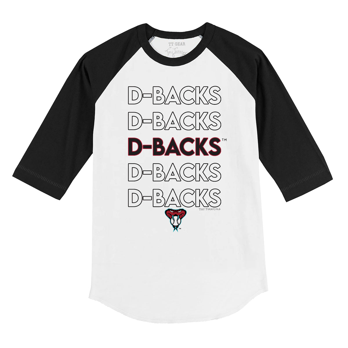 Arizona Diamondbacks Stacked 3/4 Black Sleeve Raglan