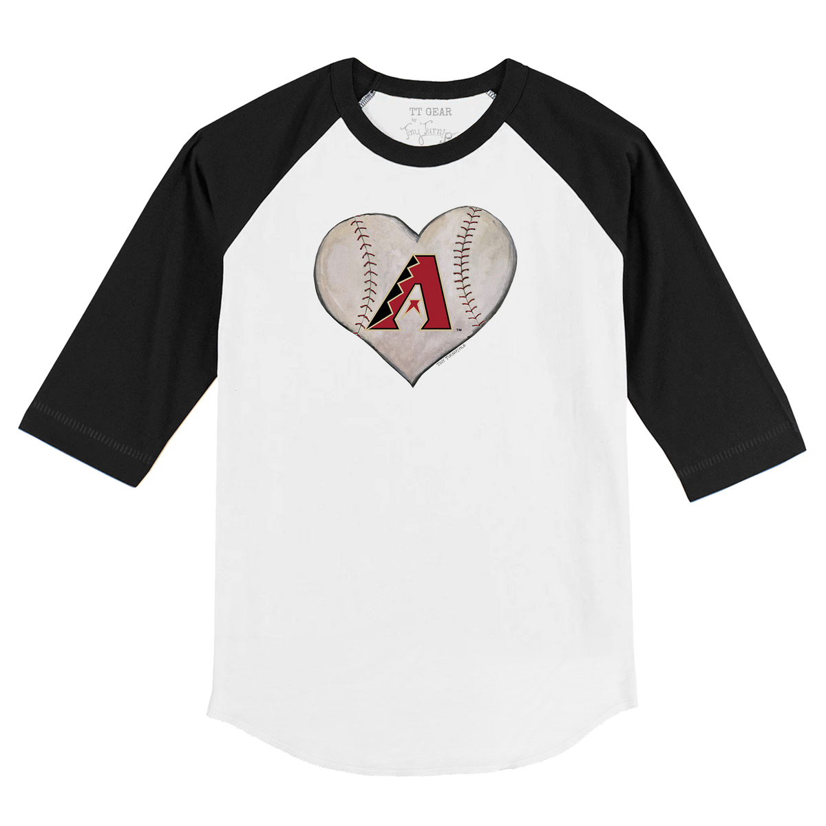 Arizona Diamondbacks Stitched Heart 3/4 Black Sleeve Raglan - Tiny Turnip